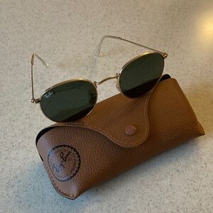 Ray-Ban Gold Frame Sunglasses Green Lenses Original Case